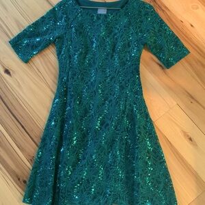 RABBIT RABBIT RABBIT DESIGN 3/4 sleeve sequin lace fit +flare dress NEW $20